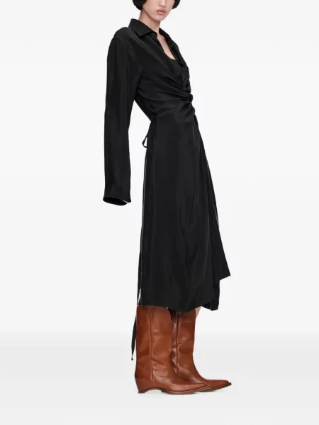 Rochie tip cămașă Maison Margiela drapată de costum negru