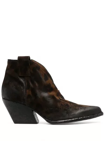 Cizme scurte Elena Iachi cu imagine cu model leopard maro