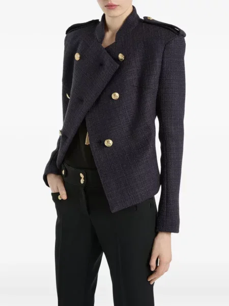 Geacă Balmain din tweed albastru