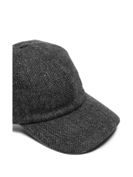 Șapcă Canali de lână cu model herringbone gri
