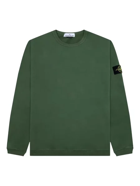 Hanorac crewneck Stone Island cu strasuri verde