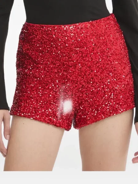 Pantaloni scurți Never Fully Dressed cu paiete roșu