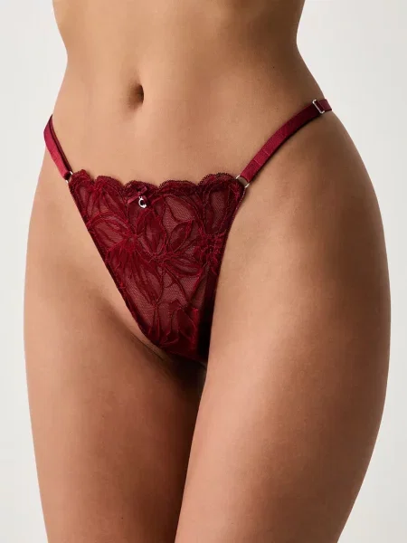 Emporio Armani Underwear tangá dámske čipkované červená