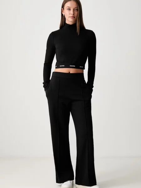 Tricou cu mânecă lungă Calvin Klein Jeans negru