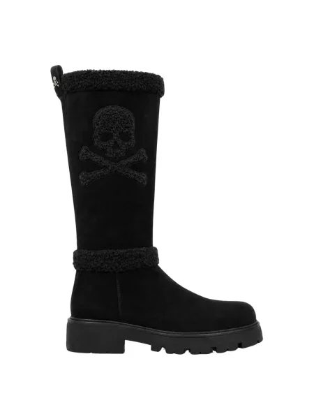 Botki Philipp Plein skórzane bez obcasa czarne