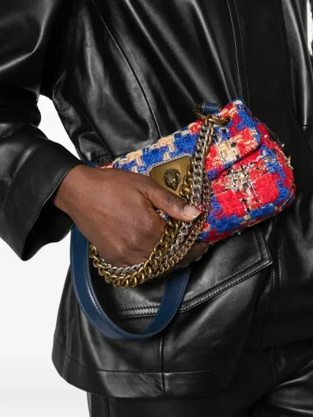 Geantă shopper Kurt Geiger London din tweed roșu