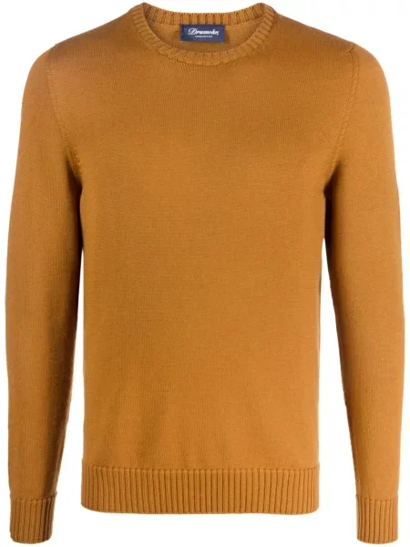 Pulover Drumohr din lână merinos cu decolteu rotund portocaliu