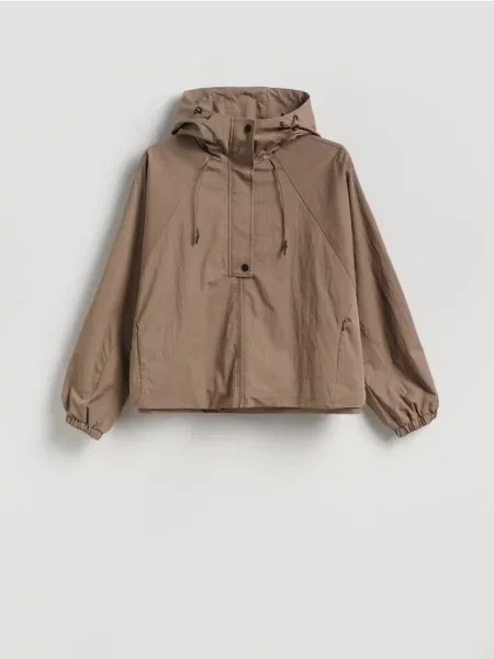Reserved Parka z kapturem brązowy