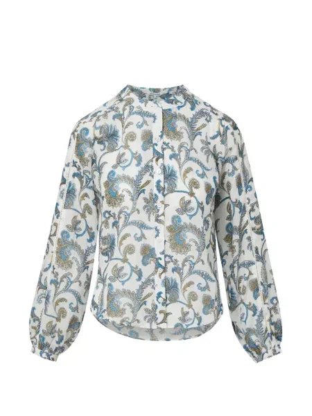 Bluză Veronica Beard cu decolteu în V cu model paisley alb