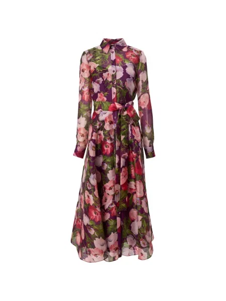 Rochie midi Carolina Herrera cu imagine violet