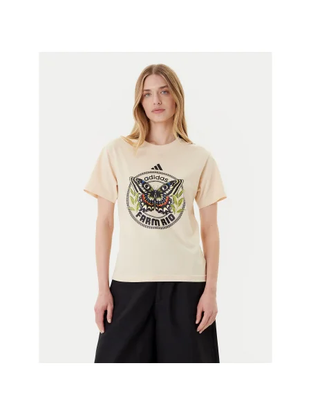 Adidas Póló FARM Graphic Regular Fit bézs