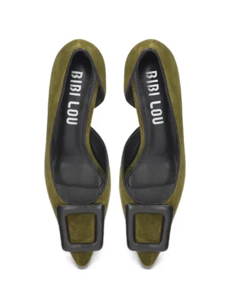 Pantofi cu toc Bibi Lou din piele de căprioară verde
