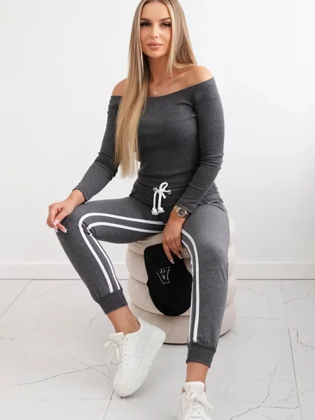 Komplet dresowy Kesi w paski szary