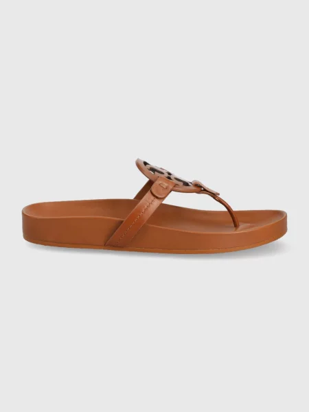 Bőr papucs Tory Burch barna