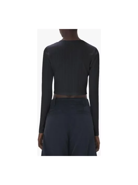 Haftowany top Jw Anderson z długim rękawem o skróconej długości czarny