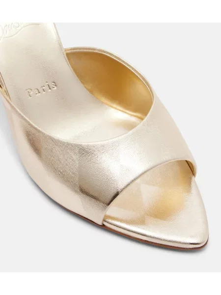 Papuci tip mules Christian Louboutin din piele auriu