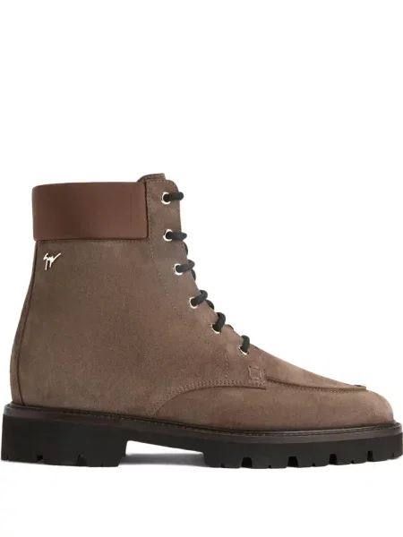 Botine Giuseppe Zanotti cu șireturi din piele de căprioară maro