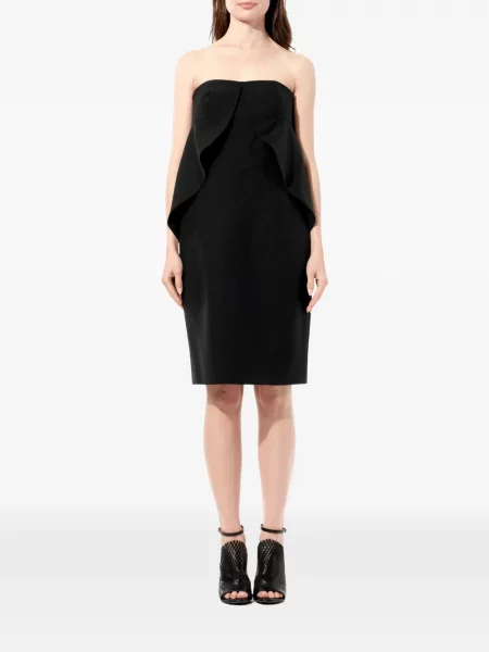 Φόρεμα Balenciaga με βολάν στράπλες μαύρο