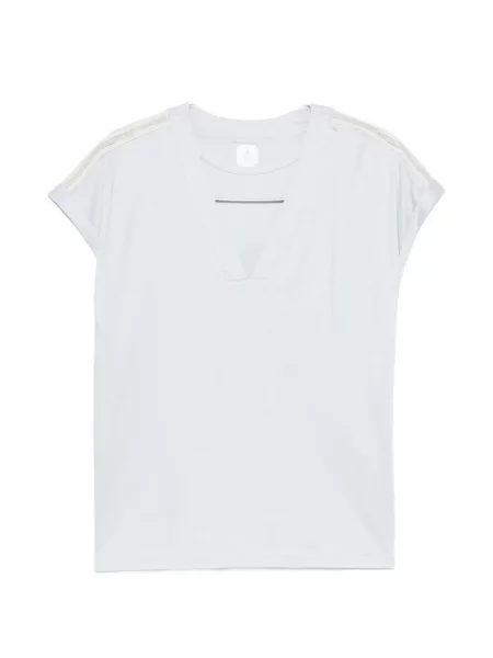 Tricou Eleventy cu decolteu în V albastru