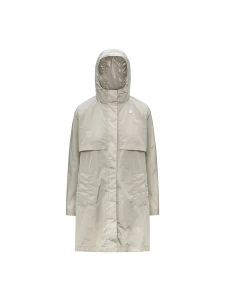 Satynowa długa kurtka K-way beżowa