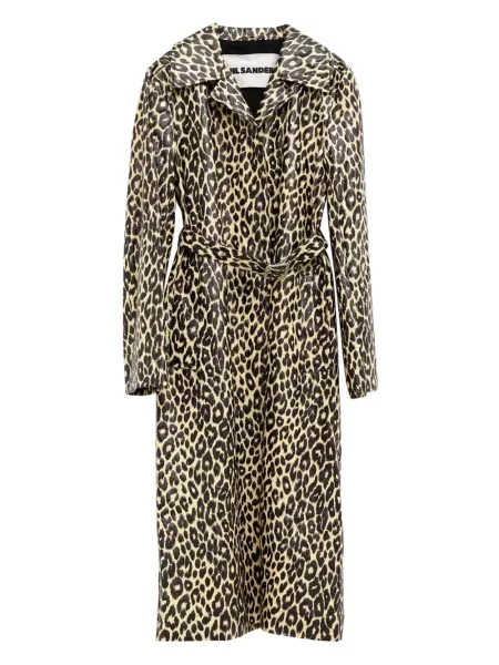 Palton Jil Sander cu imagine cu model leopard cu un singur rând de nasturi negru
