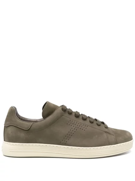 Sneakerși Tom Ford din piele de căprioară verde