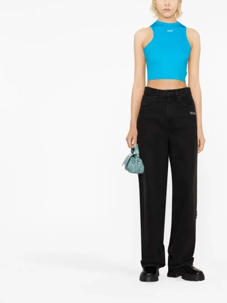Top Off-white cu imagine alb