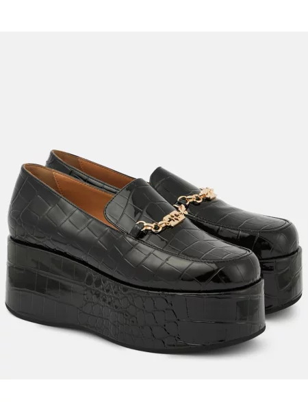 Pantofi loafer Ganni din piele cu platformă negru