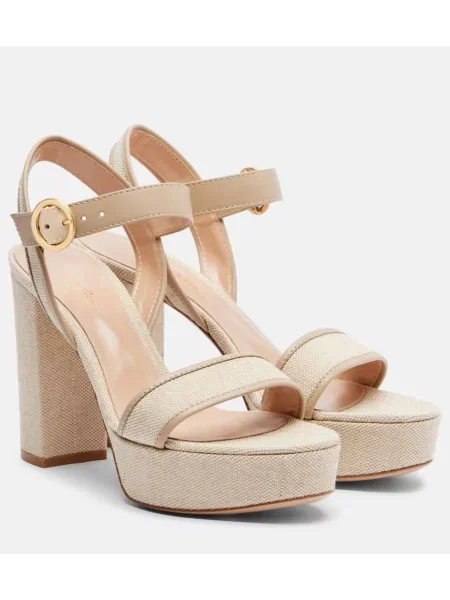 Sandale Gianvito Rossi din piele cu platformă bej