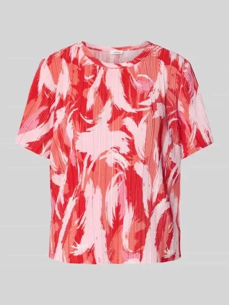 T-shirt o kroju regular fit z plisami S.oliver Red Label czerwona