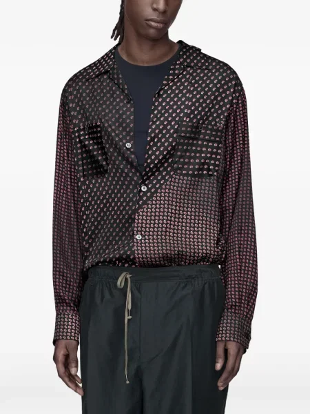 Μακρύς πουκάμισο Maison Margiela με σχέδιο paisley μαύρο