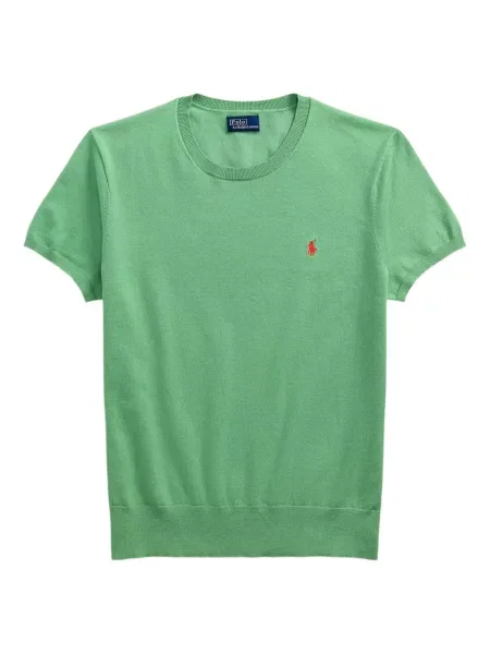 Tricou Polo Ralph Lauren din piele cu broderie în carouri maro