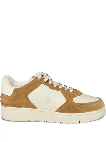 Велурени сандали Polo Ralph Lauren с връзки на платформе черно