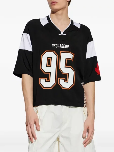 Tricou Dsquared2 cu decolteu în V negru