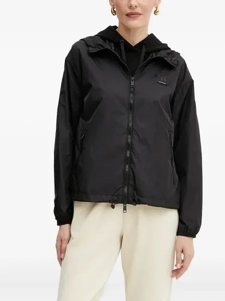 Geacă Armani Exchange cu glugă cu autograf negru