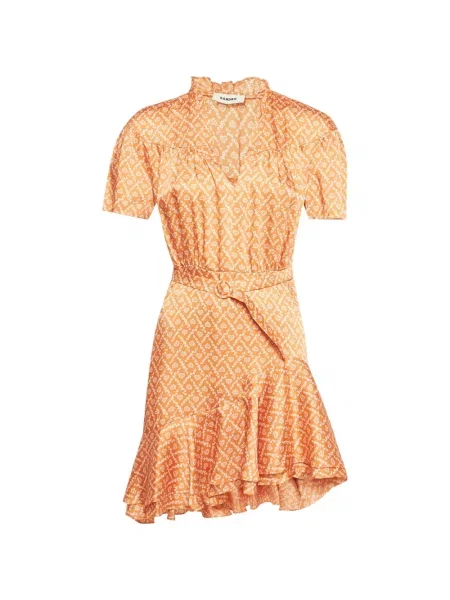 Rochie mini Sandro cu volane portocaliu