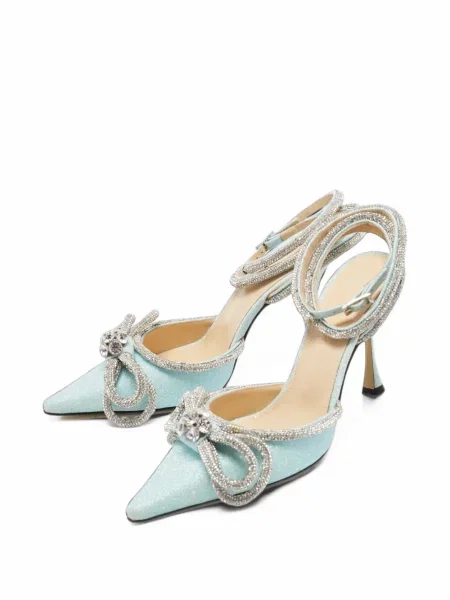 Pantofi cu toc Mach & Mach cu funde albastru