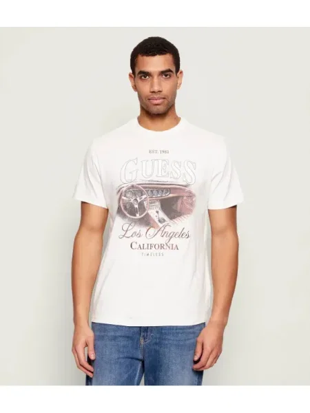 GUESS Tricou SATIN | alb