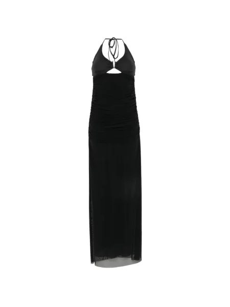 Rochie maxi Fisico cu volane cu gât halter negru
