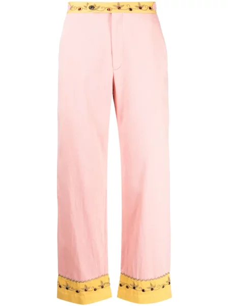 Křišťálové zkrácené kalhoty Bode růžové