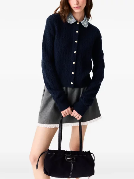 Gulerat cardigan Maje din poplin albastru