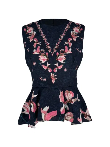 Bluză Erdem cu model floral cu imagine albastru