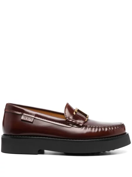 Pantofi loafer Tod's din piele cu cataramă cu autograf maro