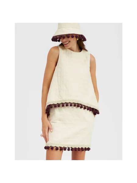 Top La Doublej żakardowy beżowy