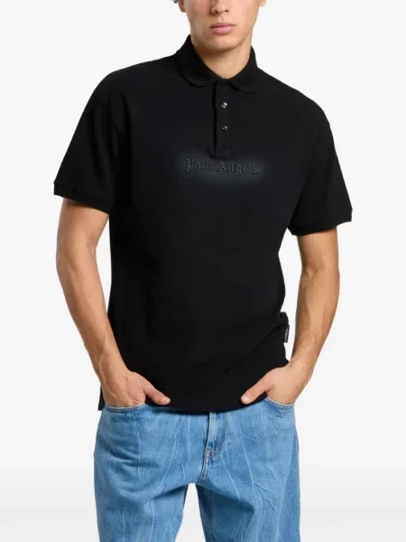 Tricou polo Palm Angels cu autograf negru