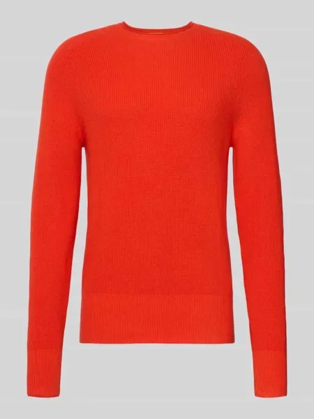 Sweter z dzianiny z mieszanki bawełny i kaszmiru z prążkowanymi wykończeniami Ftc Cashmere czerwony