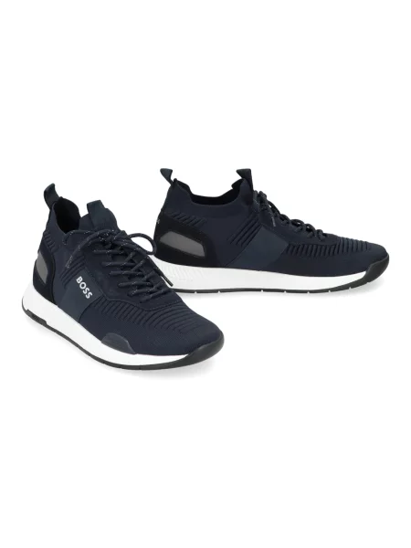 Sneakersy z mieszanki skóry model ‘Titanium’ Boss niebieskie