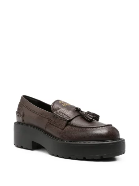 Pantofi loafer Miu Miu cu platformă maro