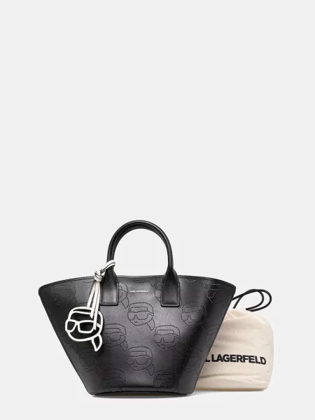 Кожена чанта Karl Lagerfeld черно