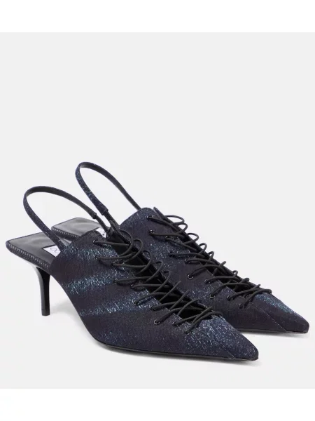Pantofi cu toc Jimmy Choo cu șireturi din dantelă slingback albastru